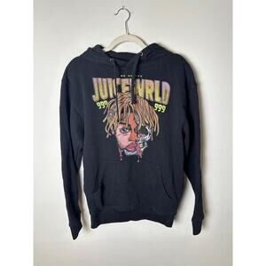 999 Juice Wrld Black Graphic‎ Print Pullover Drawstring Hoodie Sweatshirt Size M